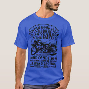 Grappig 34 jaar oude bioprek stijl klassieke motor t-shirt