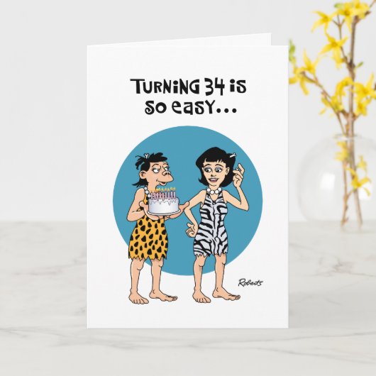 Grappig 34th Birthday Kaart (Gele Bloem)