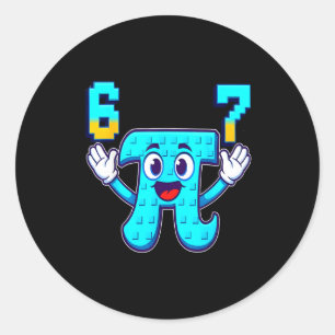 Grappig 3.14 6 7 meme wiskunde nerd genz brainrot ronde sticker