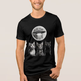 Grappig 3 Bang Katten Maan UFO Buitenaardse Aarde  Tri-Blend Shirt