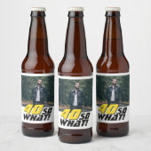 Grappig 40, wat Quote Foto 40th Birthday Bier Etiket (Flessen)