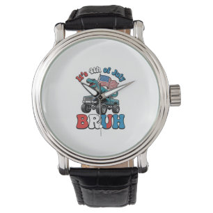 Grappig 4 juli dinosaurus monstertruck shirt_1 horloge
