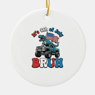 Grappig 4 juli dinosaurus monstertruck shirt_1 keramisch ornament
