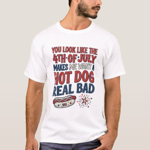 Grappig 4 juli Hot Dog Patriottisch Shirt Ontwerp_