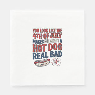 Grappig 4 juli Hot Dog Patriottisch Shirt Ontwerp_ Servet