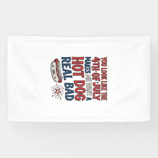 Grappig 4 juli Hot Dog Patriottisch Shirt Ontwerp_ Spandoek