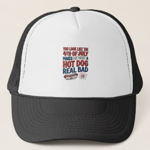 Grappig 4 juli Hot Dog Patriottisch Shirt Ontwerp_ Trucker Pet