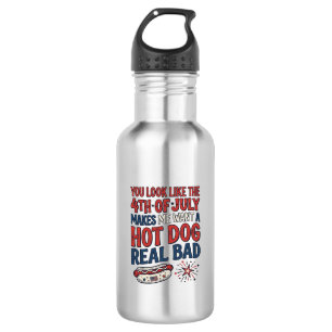Grappig 4 juli Hot Dog Patriottisch Shirt Ontwerp_ Waterfles