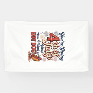 Grappig 4 juli Hot Dog Vintage Shirt Ontwerp_1 Spandoek
