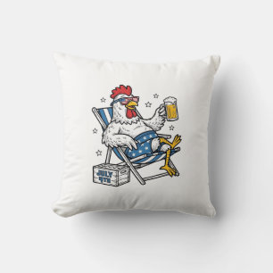 Grappig 4 juli Kip Bier Patriottisch Shirt Ontwerp Kussen