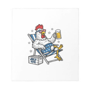 Grappig 4 juli Kip Bier Patriottisch Shirt Ontwerp Notitieblok