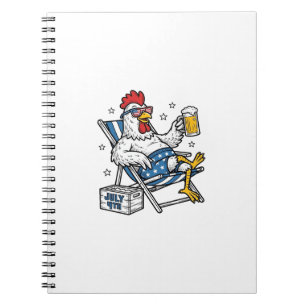 Grappig 4 juli Kip Bier Patriottisch Shirt Ontwerp Notitieboek