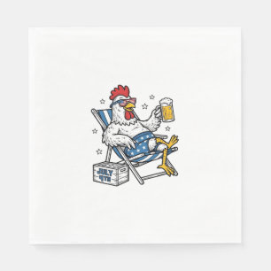 Grappig 4 juli Kip Bier Patriottisch Shirt Ontwerp Servet