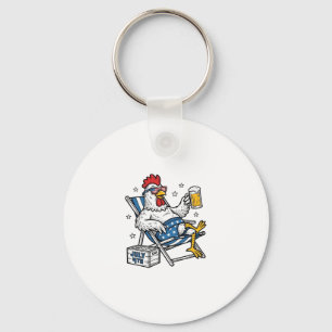Grappig 4 juli Kip Bier Patriottisch Shirt Ontwerp Sleutelhanger