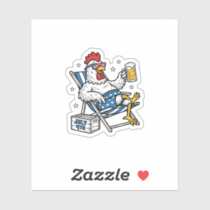 Grappig 4 juli Kip Bier Patriottisch Shirt Ontwerp Sticker