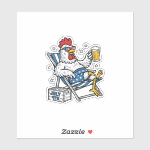Grappig 4 juli Kip Bier Patriottisch Shirt Ontwerp Sticker