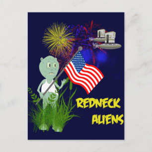 Grappig 4 juli Redneck Aliens Briefkaart