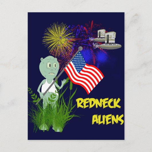 Grappig 4 juli Redneck Aliens Briefkaart (Voorkant)