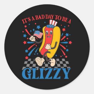 Grappig 4 juli USA Hotdog Het is een slechte dag o Ronde Sticker