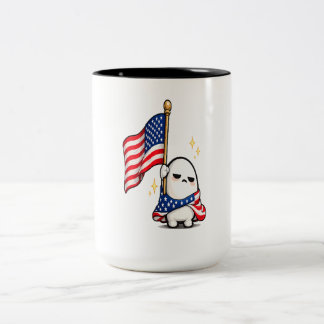 Grappig 4 juli Vermoeid Amerikaans karakter Tweekleurige Koffiemok