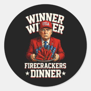 Grappig 4 juli winnaar Firecrackers Dinne Ronde Sticker