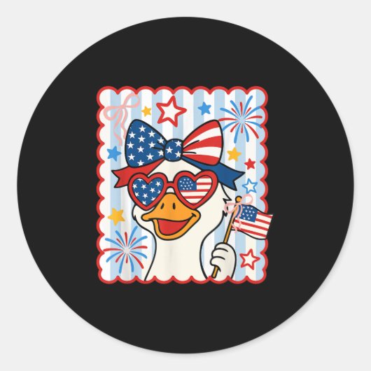 Grappig 4th of July Patriottische Gekke Gans Ameri Ronde Sticker (Voorkant)