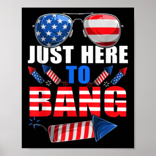 Grappig 4th of July USA Zonnebrillen Vuurwerk Bang Poster
