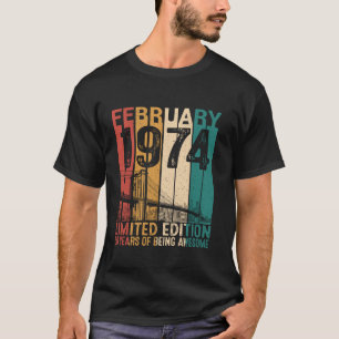 Grappig 50 jaar oud februari 1974 Retro 50th Birth T-shirt