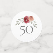 Grappig 50, wat Waterverf Roos 50e verjaardag Confetti (Kleine voorkant)
