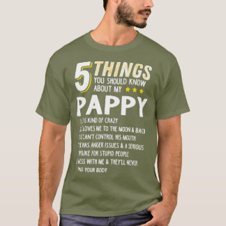 Grappig 5 Dingen opa Pappy Crazy Gift Idee T-shirt