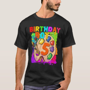 Grappig 5th Birthday Boy Art Painting B-Dag 5 Jaar T-shirt