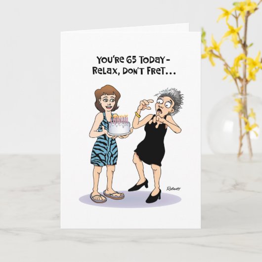 Grappig 65th Birthday Kaart (Gele Bloem)