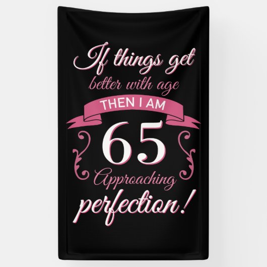 Grappig 65th Birthday 'Perfection' Spandoek (Verticaal)