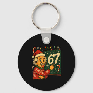 Grappig 67 kersttrui ontwerp met sneeuwvlokken sleutelhanger