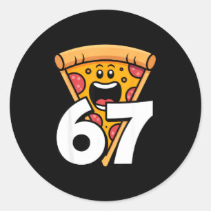 Grappig 67 Meme Zes Zeven Humor Eten Zza Ronde Sticker