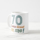 Grappig 70ste verjaardag koffiemok (Voorkant links)