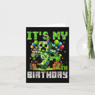 Grappig 7 jaar oude 7e verjaardag Pixel Art Gamer  Kaart