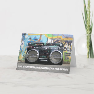 Grappig 80s Retro Boombox Birthday Card Kaart