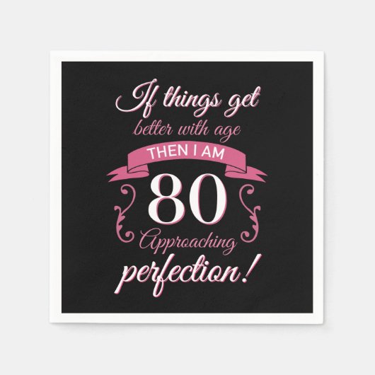 Grappig 80th Birthday 'Perfection' Servet (Voorkant)