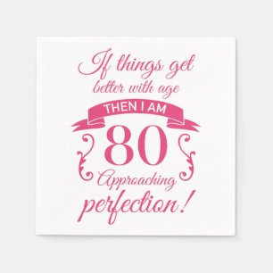 Grappig 80th Birthday 'Perfection' Servet
