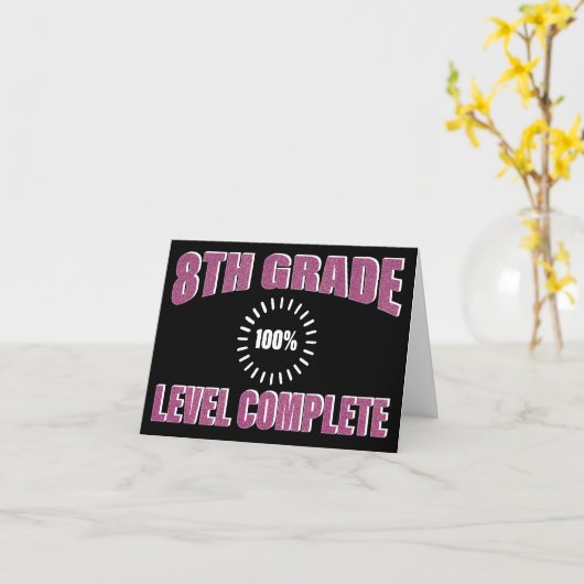 Grappig 8e Graad Roze Girly Glitter Afstuderen Kaart (Gele Bloem)
