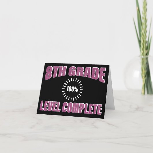 Grappig 8e Graad Roze Girly Glitter Afstuderen Kaart (Voorkant)