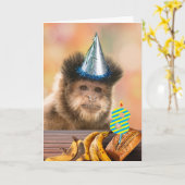 Grappig 8e Verjaardag Capuchin Monkey Banaan Brood Kaart (Gele Bloem)