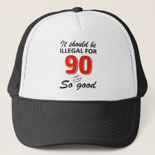 Grappig 90ste jaar oud design trucker pet