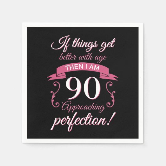 Grappig 90th Birthday 'Perfection' Servet (Voorkant)
