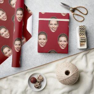Grappig Aangepast Gezicht Gepersonaliseerde Gift W Cadeaupapier
