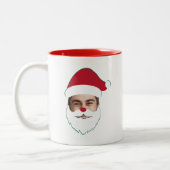 Grappig Aangepast Gezicht Swap Kerstman Kerstmis Tweekleurige Koffiemok (Links)
