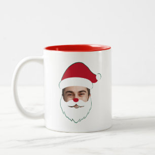 Grappig Aangepast Gezicht Swap Kerstman Kerstmis Tweekleurige Koffiemok