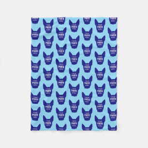 Grappig aangepast honden gezicht foto patroon blau fleece deken