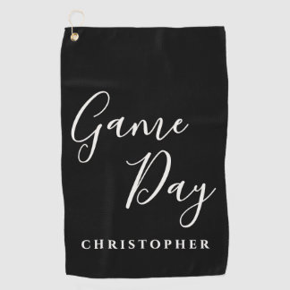 Grappig aangepast zwart wit minimalistisch spel da golfhanddoek